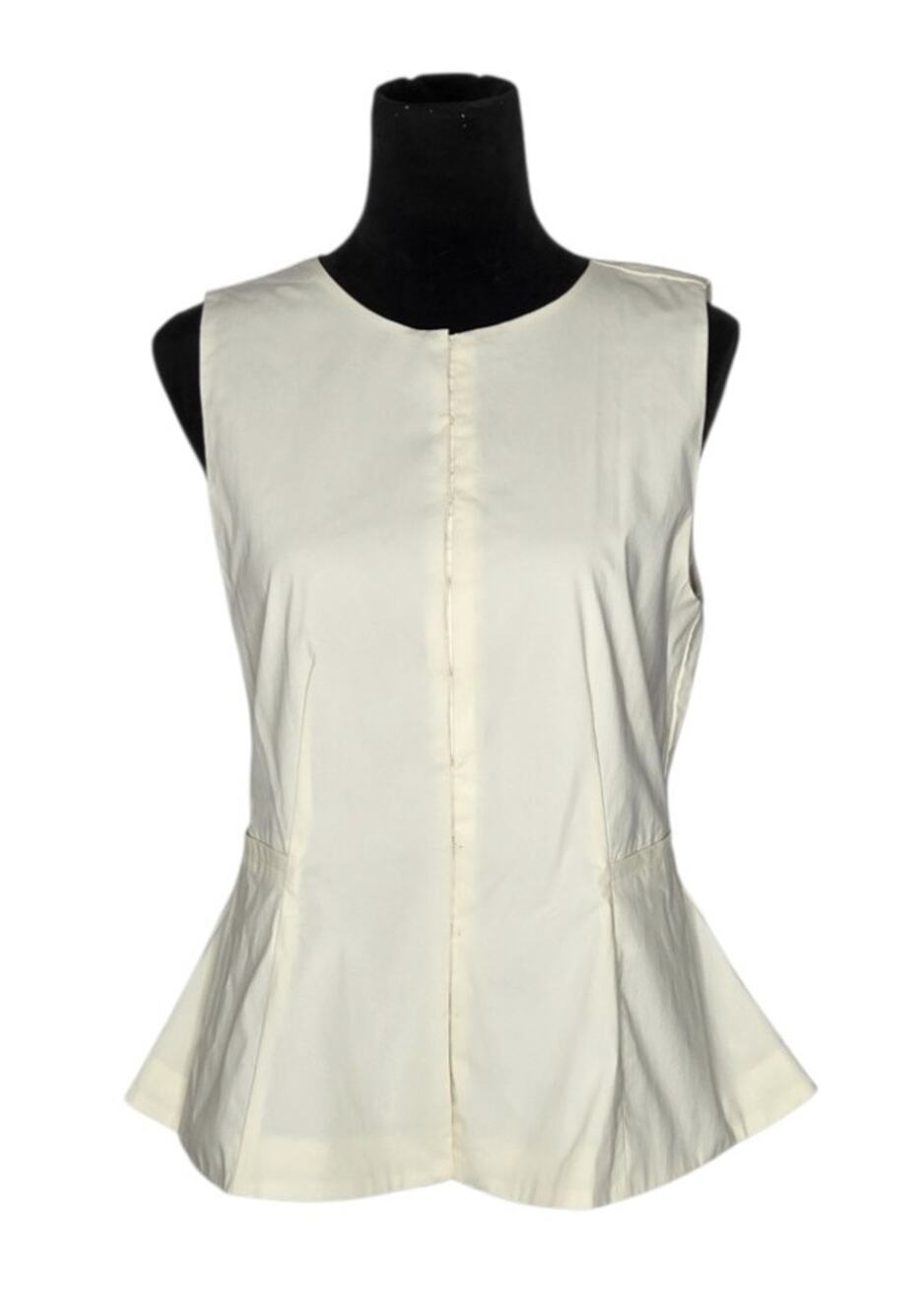 Caroline Constas Cotton Blend Sleeveless Peplum Blouse Minimalist Chic Top Sz M